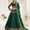 Green Embroidered Net Bridal Lehenga Choli