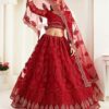 Red Embroidered Net Bridal Lehenga Choli