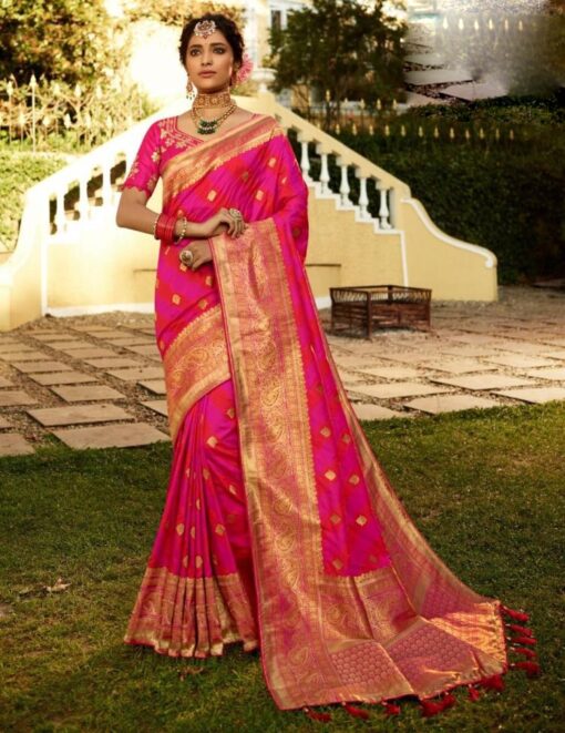 Pink Banarasi Silk Wedding Saree