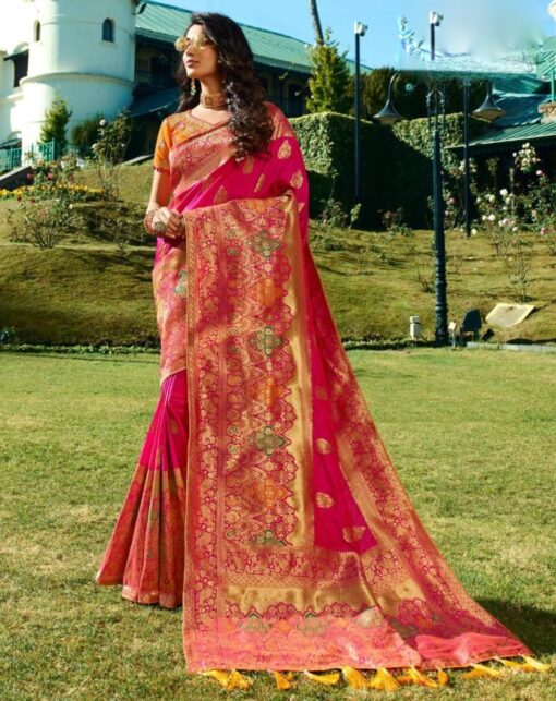 Pink Banarasi Silk Wedding Saree
