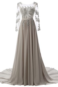 Elegant Long Beaded Evening Dress