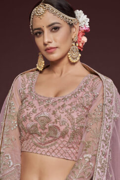Alternative view of Pearl Pink Net Sangeet Bridal Lehenga Choli