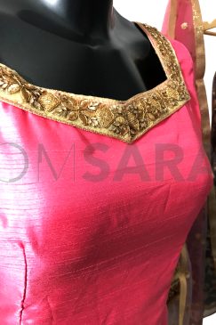 Alternative view of Ready To Wear Pink And Grey Silk/ Net Palazzo Suit