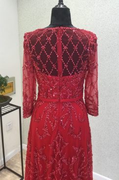 Alternative view of Elegant Red Long Beaded Evening Dress