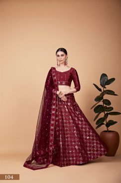 Red Color Tebi Silk lehenga Choli with Thread & Seqins Embroidery Work