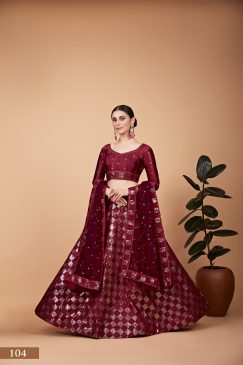 Alternative view of Red Color Tebi Silk lehenga Choli with Thread & Seqins Embroidery Work