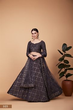 Alternative view of Grey Color Tebi Silk lehenga Choli with Thread & Seqins Embroidery Work