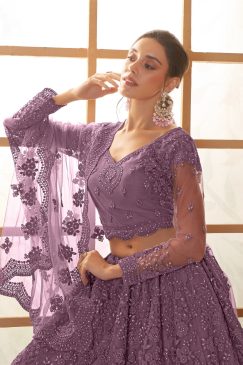 Alternative view of Purple Color Lehenga Choli In Net Fabric