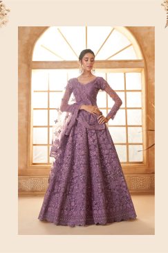 Purple Color Lehenga Choli In Net Fabric