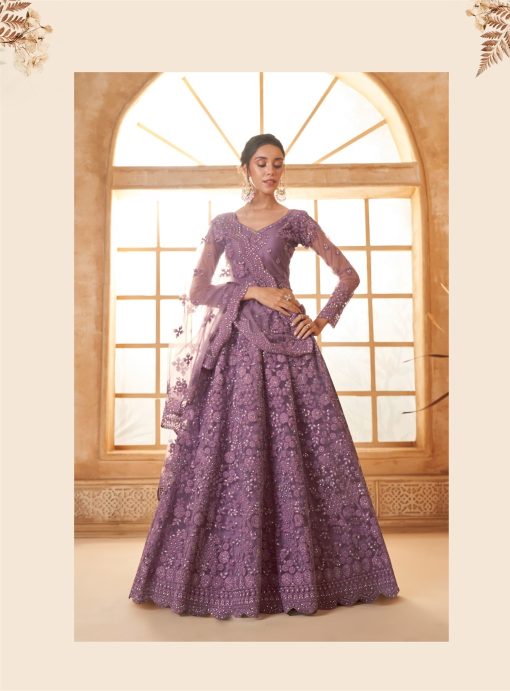 Purple Color Lehenga Choli In Net Fabric