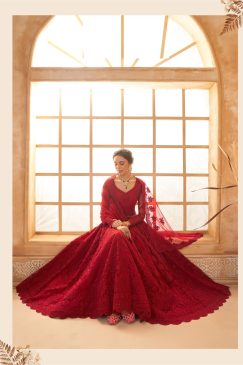Alternative view of Red Color Wedding Lehenga Choli In Net Fabric