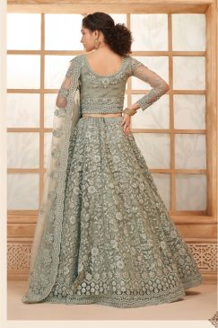 Alternative view of Grey Color Lehenga Choli In Net Fabric