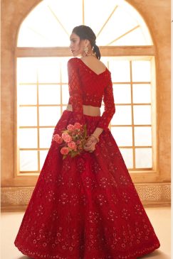 Alternative view of Red Color Lehenga Choli In Net Fabric