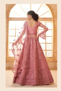 Alternative view of Rose Pink Color Lehenga Choli In Net Fabric