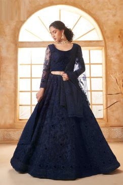 Blue Color Lehenga Choli In Net Fabric