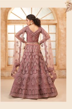 Alternative view of Dusty Rose Color Lehenga Choli In Net Fabric