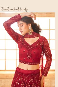 Alternative view of Red Color Lehenga Choli In Net Fabric