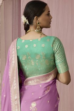 Alternative view of Pink Embroidered Wedding Saree