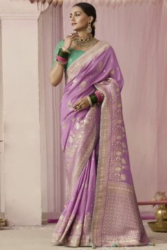Pink Embroidered Wedding Saree