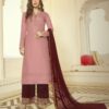 Pink And Maroon Embroidered Plazzo Suit