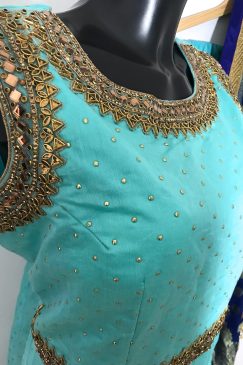 Alternative view of Ready To Wear Blue Anarkali Suit Contrast Dupatta