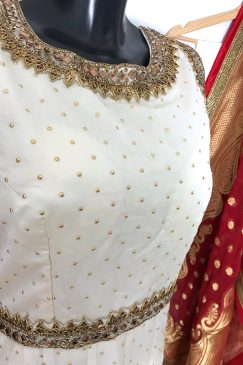 Alternative view of Ready To Wear White Anarkali Suit Contrast Dupatta