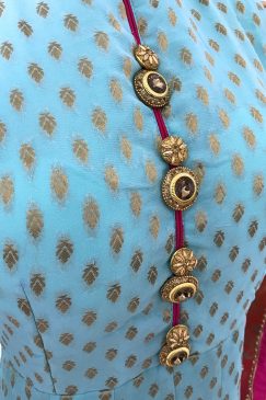 Alternative view of Ready To Wear Light Blue Anarkali Suit Contrast Dupatta
