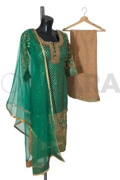 Ready To Wear Green Net Sharara Suit