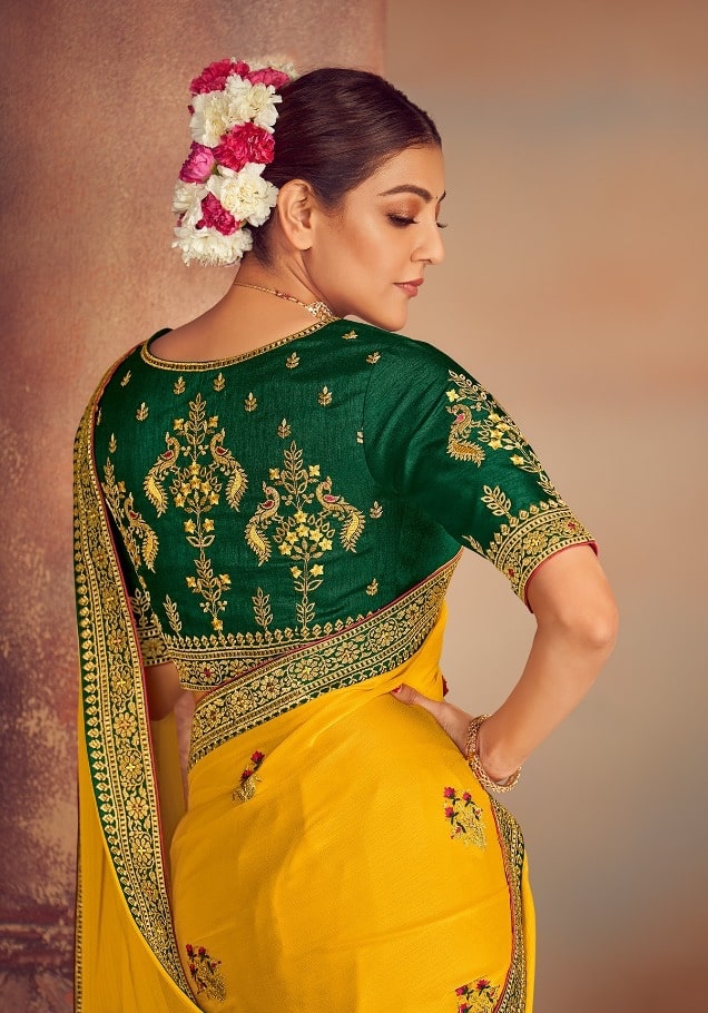 Yellow Embroidered Fancy Silk Saree - Sarees Designer Collection