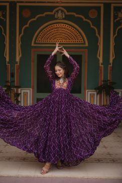 Alternative view of Purple Color Navratri Collection Gown in Georgette Fabric
