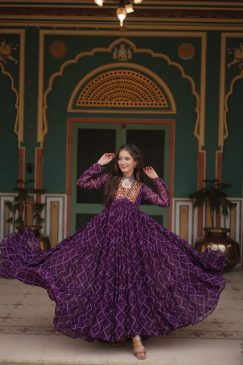 Purple Color Navratri Collection Gown in Georgette Fabric