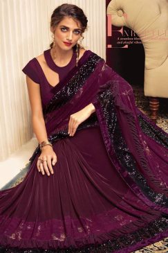 Alternative view of Wine Abstract Party Wear Saree