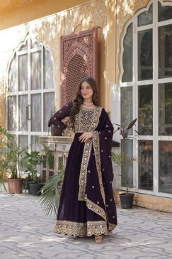 Alternative view of Purple Color Beautiful Premium Designer Readymade Gown Collections