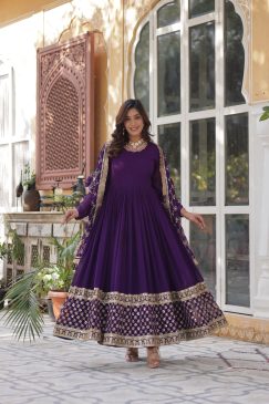 Premium Designer Readymade Gown Collections in Purple Color