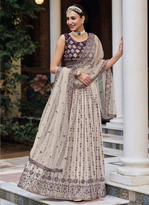 Off White Georgette Lehenga Choli
