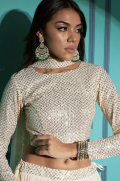 Alternative view of Pearl White Georgette Pleated Lehenga Choli