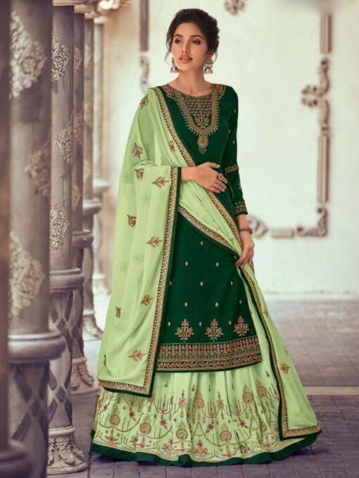 Green Embroidered Lehenga Suit