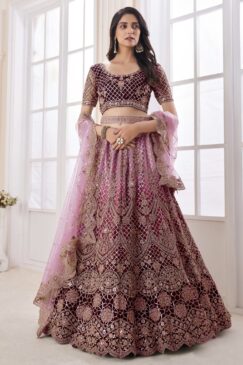 Maroon Heavy Embroidered Bridal Lehenga Choli