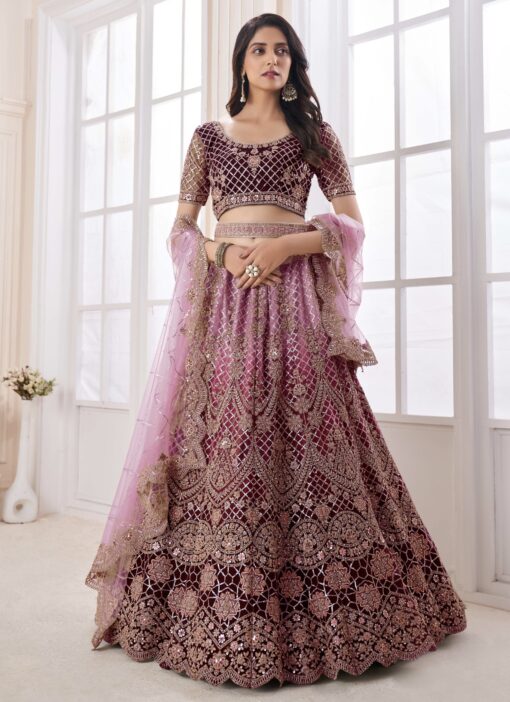 Maroon Heavy Embroidered Bridal Lehenga Choli