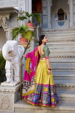 Alternative view of Lehenga Choli Draped In Tradition, Shining In Silkin yellow color