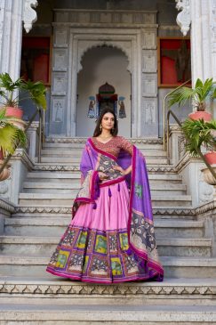 Lehenga Choli Draped In Tradition, Shining In Silk in pink color