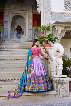 Alternative view of Lehenga Choli Draped In Tradition, Shining In Silk in purple color