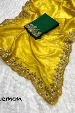Alternative view of Yellow Color Beautiful PArtywear saree