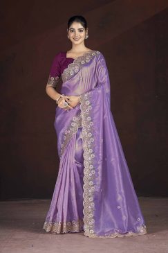 LAvender Color Beautiful PArtywear saree
