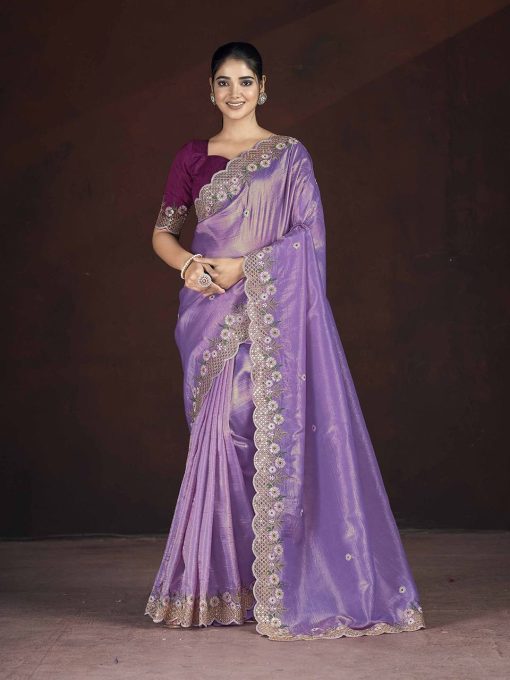 LAvender Color Beautiful PArtywear saree