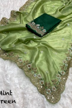 Alternative view of Mint Green Color Beautiful PArtywear saree