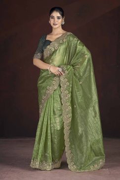 Mint Green Color Beautiful PArtywear saree