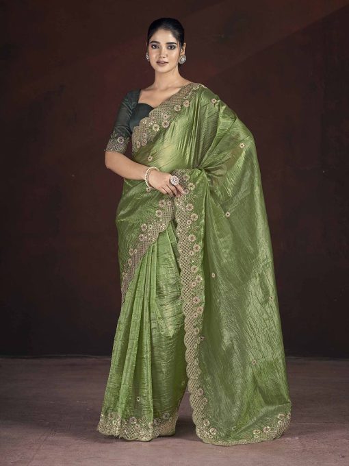 Mint Green Color Beautiful PArtywear saree