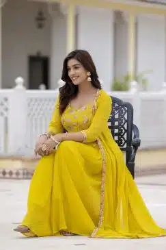 Alternative view of Embroidered Choli And Shrug With Flared Palazzo