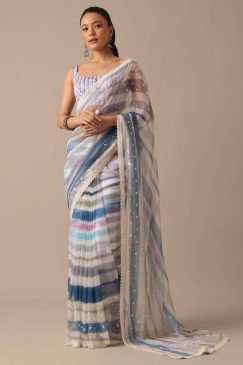 Alternative view of Multi Color Beautiful Saree in Georgette Fabric with Embroidery work